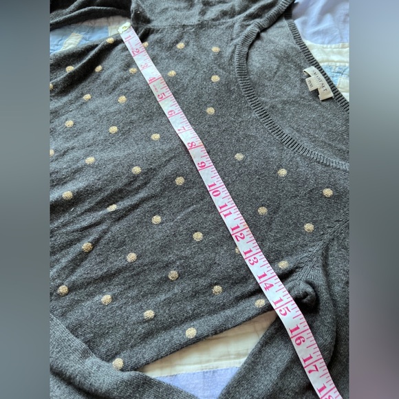 Smartset Womens Grey Gold Polka Dot Soft Cozy Scoop Neck Knit Sweater XS - Picture 5 of 6